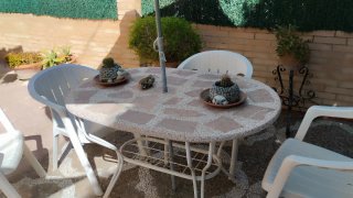 Tavolo da giardino in pietra e metallo con 4 sedie