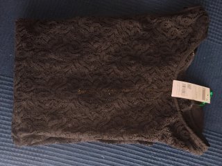 Blusa Benetton Negra Encaje