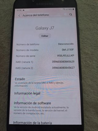 Samsung Galaxy J7 SM-J730F 2 Sim, NFC , android 9.