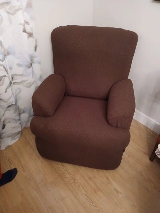 Sillón individual tela marrón