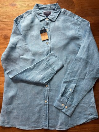 Camisa Lino Azul Charles Tyrwhitt Talla M