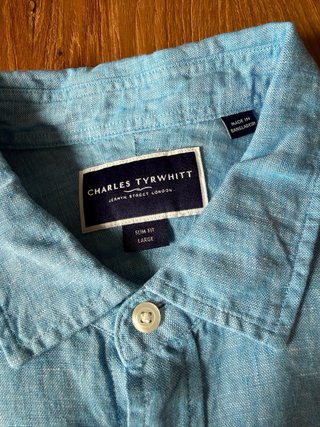 Camisa Lino Azul Charles Tyrwhitt Talla M