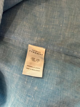 Camisa Lino Azul Charles Tyrwhitt Talla M