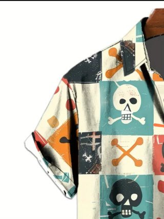Camisa Hawaiana Hombre Manga Corta Calaveras