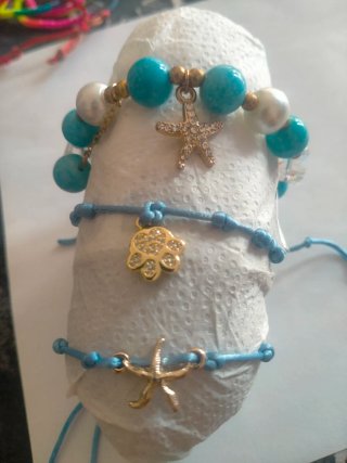 Pulsera Nudos Azul Grisáceo Echa mano 4 euros