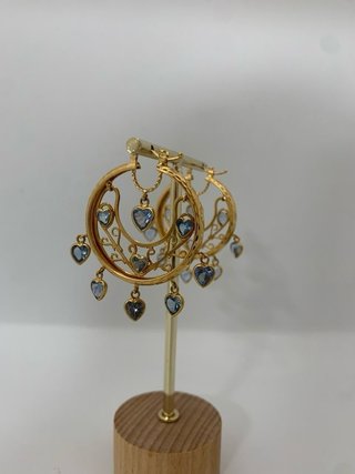 Aretes Aro Agua Marina - Oro 18k ALM-TRA1389