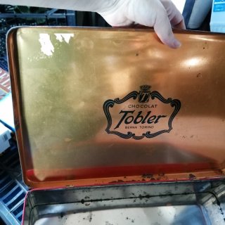 Scatola latta vintage cioccolato Tobler