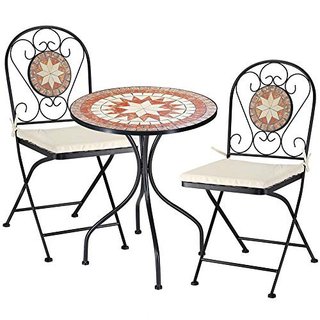 Set Tavolo + Sedie Pieghevoli Mosaico Arredo Esterno