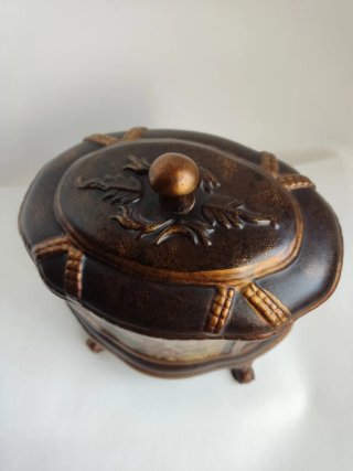 Bombonera/Joyero Vintage Flores Porcelana