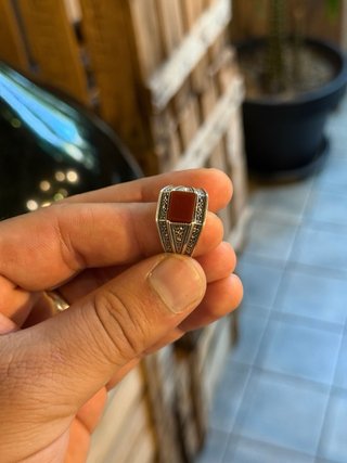 Anillo Plata con Piedra Roja