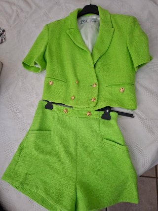 Completo Zara Blazer e Shorts Verde XS/S