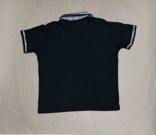 Polo Negro Estilo Británico Cuello Cuadros XL