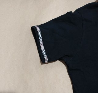 Polo Negro Estilo Británico Cuello Cuadros XL