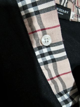Polo Negro Estilo Británico Cuello Cuadros XL