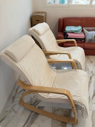2 Sillones Mecedora Beige/Blanco
