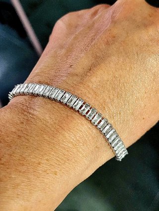 Pulsera de Lujo Tennis Plata Ley S925