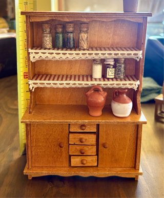 Alacena in legno vintage in miniatura 1:12 Accessori