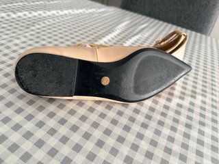Manoletinas Zara Piel Beige Cadena