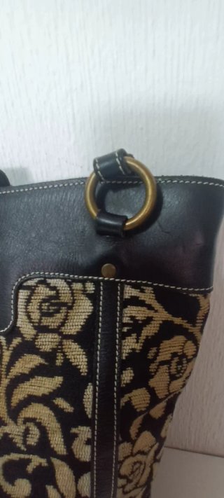 Bolso Cuero Artesanal Vintage Negro/Plata