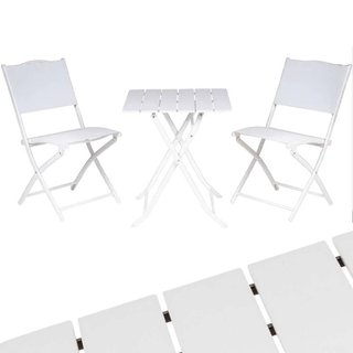 Set Tavolo Pieghevole con 2 sedie Bianco Arredo Esterno