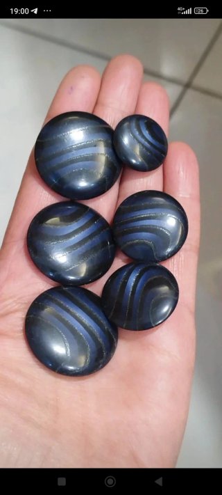 Set 8 bottoni gioiello vintage blu