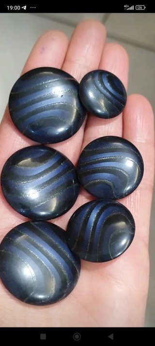 Set 8 bottoni gioiello vintage blu