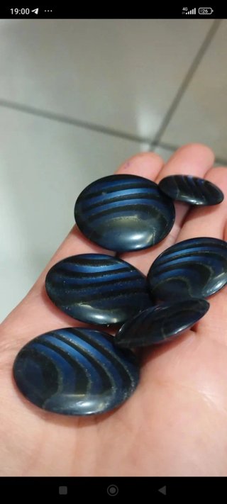 Set 8 bottoni gioiello vintage blu