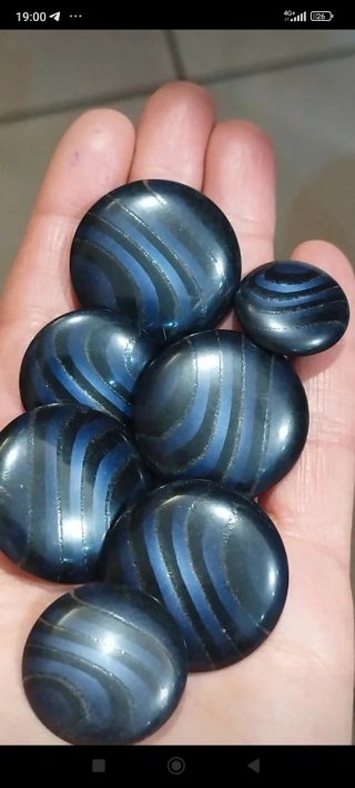 Set 8 bottoni gioiello vintage blu