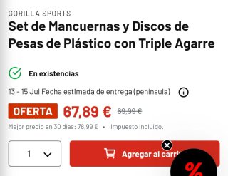 Set Mancuernas 30Kg Gorilla Sports