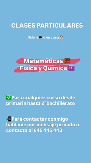 Clases particulares de mates, física y química