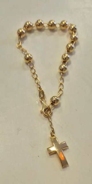 Pulsera plata bañada en oro con cruz