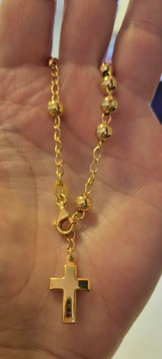 Pulsera plata bañada en oro con cruz
