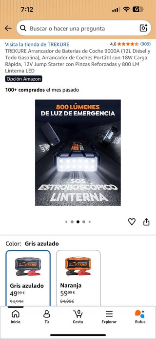 Arrancador de Baterías Coche TREKURE 9000A