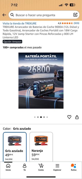 Arrancador de Baterías Coche TREKURE 9000A