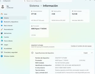 Portátil Asus TUF A15 Ryzen 7 16/512