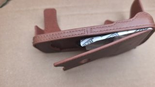 Fondello per fotocamera in pelle marrone (half case)