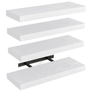 Set 4 Mensole da Parete Bianco in Legno Scaffali a Muro