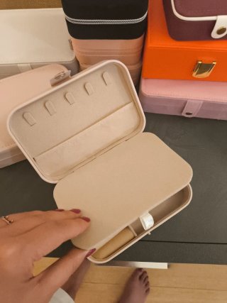 Portagioie da viaggio beige e rosa