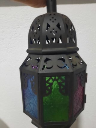 Lámpara árabe de cristal y metal