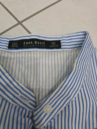 Mono Zara righe blu e bianco floreale