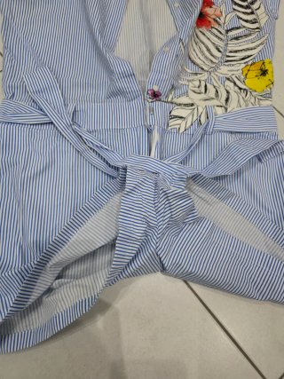 Mono Zara righe blu e bianco floreale
