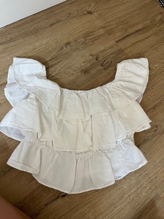 Top Zara Blanco Volantes Talla XS