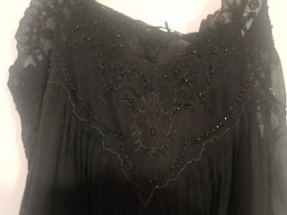 Top Zara Lencero Negro Abalorios