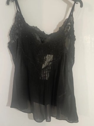 Top Zara Lencero Negro Abalorios