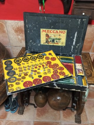 Meccano antiguo caja de madera