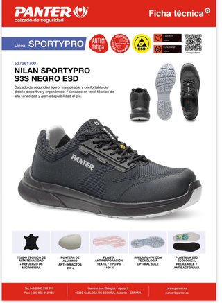 Zapatos Panter Nylan S3 Negro Todas las tallas