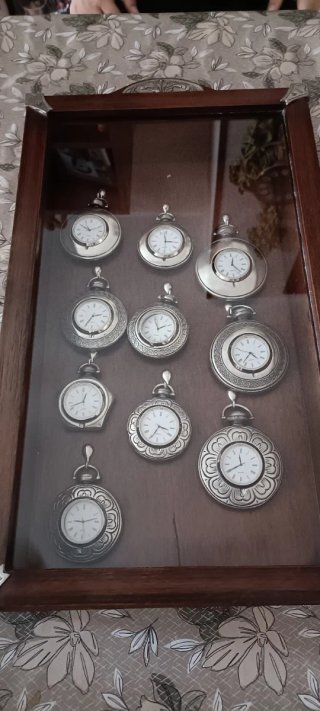 Set 10 Orologi da Tasca Argento
