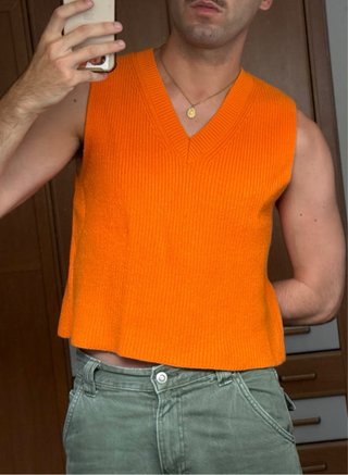 Chaleco de punto Zara naranja