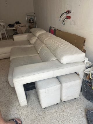 Sofá modular blanco de piel