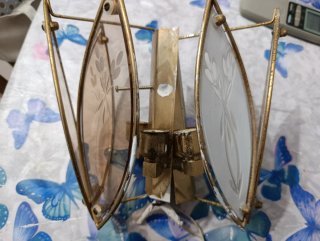 Pareja Apliques Vintage Cristal y Metal Dorado